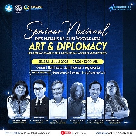 Prof. STELLA CHRISTIE, Wakil Menteri Diktisaintek RI, Menjadi Keynote Speaker Dalam Seminar Nasional Dies Natalis ke-41, Selasa, 8 Juli 2025, Di Concert Hall ISI Yogyakarta