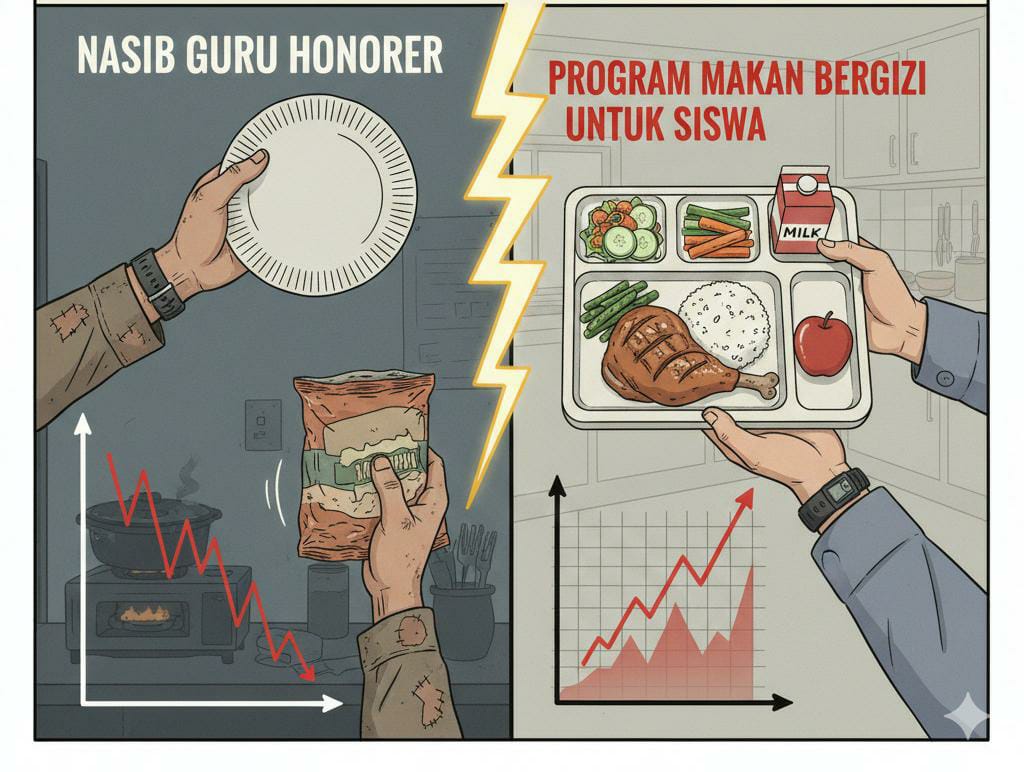 Ironi Piring Makan: Menelisik Kesenjangan Sosial Antara Program MBG dan Nasib Guru Honorer