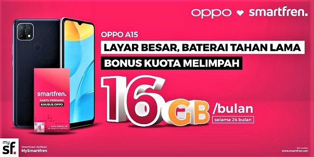 Smartfren Berikan Gratis Kuota Hingga 384 GB untuk Pengguna OPPO A15