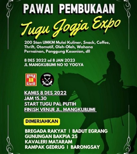 Pawai Budaya Awali Pembukaan TUGU JOGJA Expo, Kamis sore, 8 Desember 2022