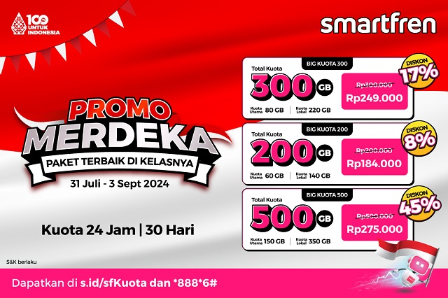 SMARTFREN Rayakan KEMERDEKAAN REPUBLIK INDONESIA dengan Promo Kuota Internet Hingga 45 Persen