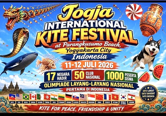 JOGJA INTERNATIONAL KITE FESTIVAL Di Pantai Parangkusumo, 11-12 Juli 2026